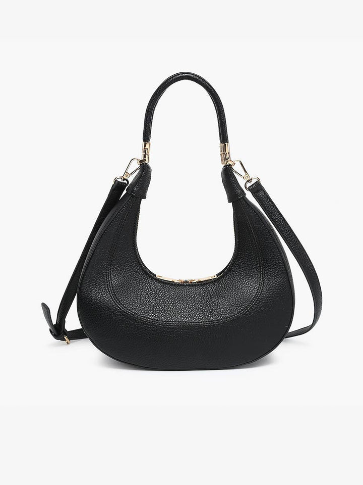 Clara Crescent Shoulder Bag w/ Convertible Straps - Handbags - Black - Black - Azil Boutique