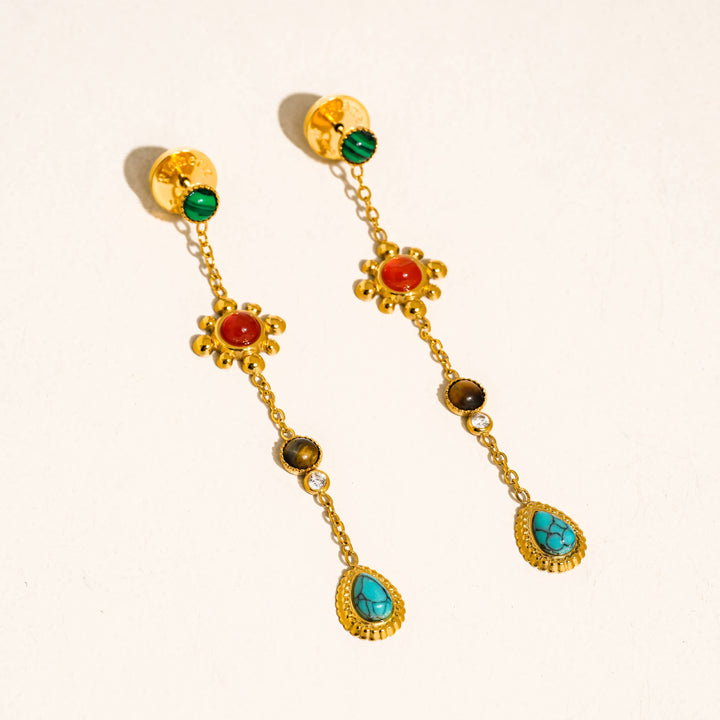 Bellevie Boho Gemstone Drop Earrings - Earrings - - - Azil Boutique