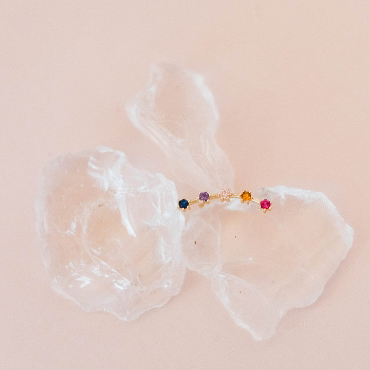 SALE - CZ Multi-Colored Prong Ear Crawlers - Earrings - - - Azil Boutique