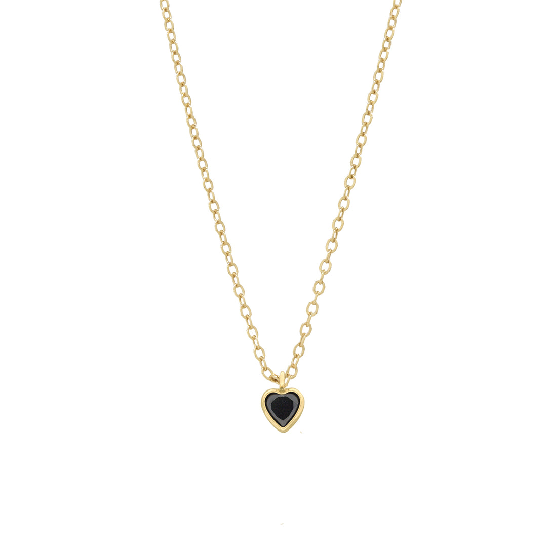 Tiny CZ Heart Birthstone Necklace - - - - Azil Boutique