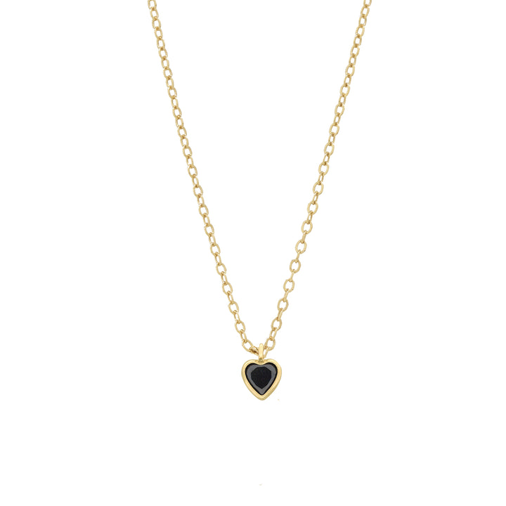 Tiny CZ Heart Birthstone Necklace - - - - Azil Boutique