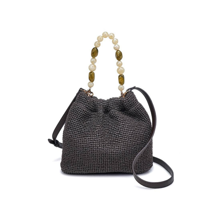 Emery Beaded Handle Straw Handbag