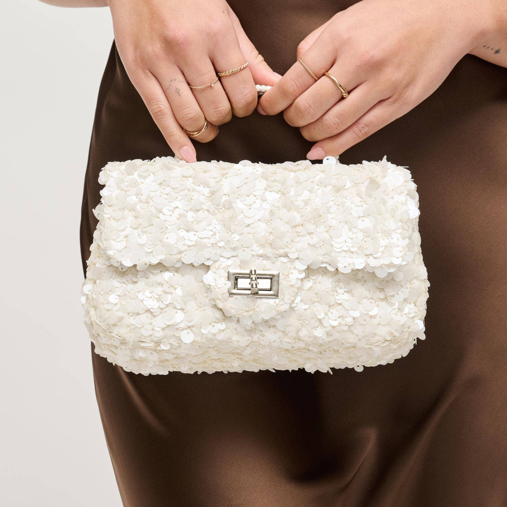 Ella Sequined Evening Bag - Clutch - Ivory - Ivory - Azil Boutique