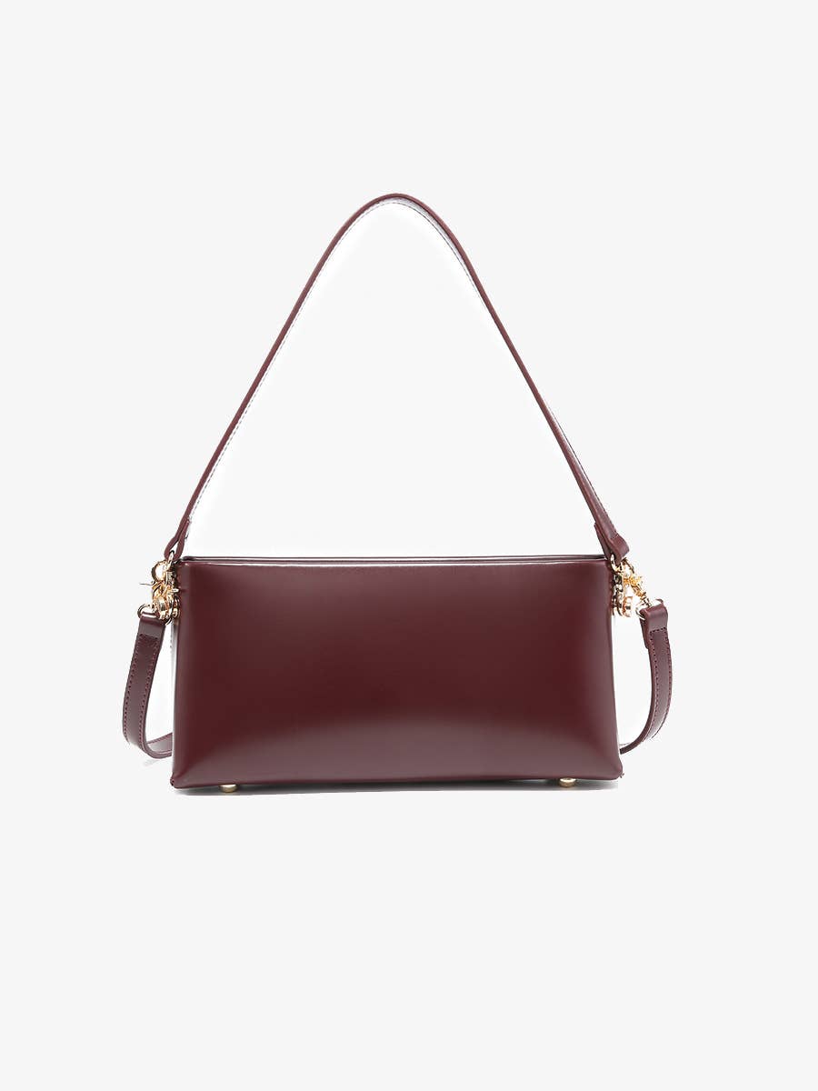 Brooklyn Rectangular Baguette Shoulder Bag - Handbags - Wine - Wine - Azil Boutique