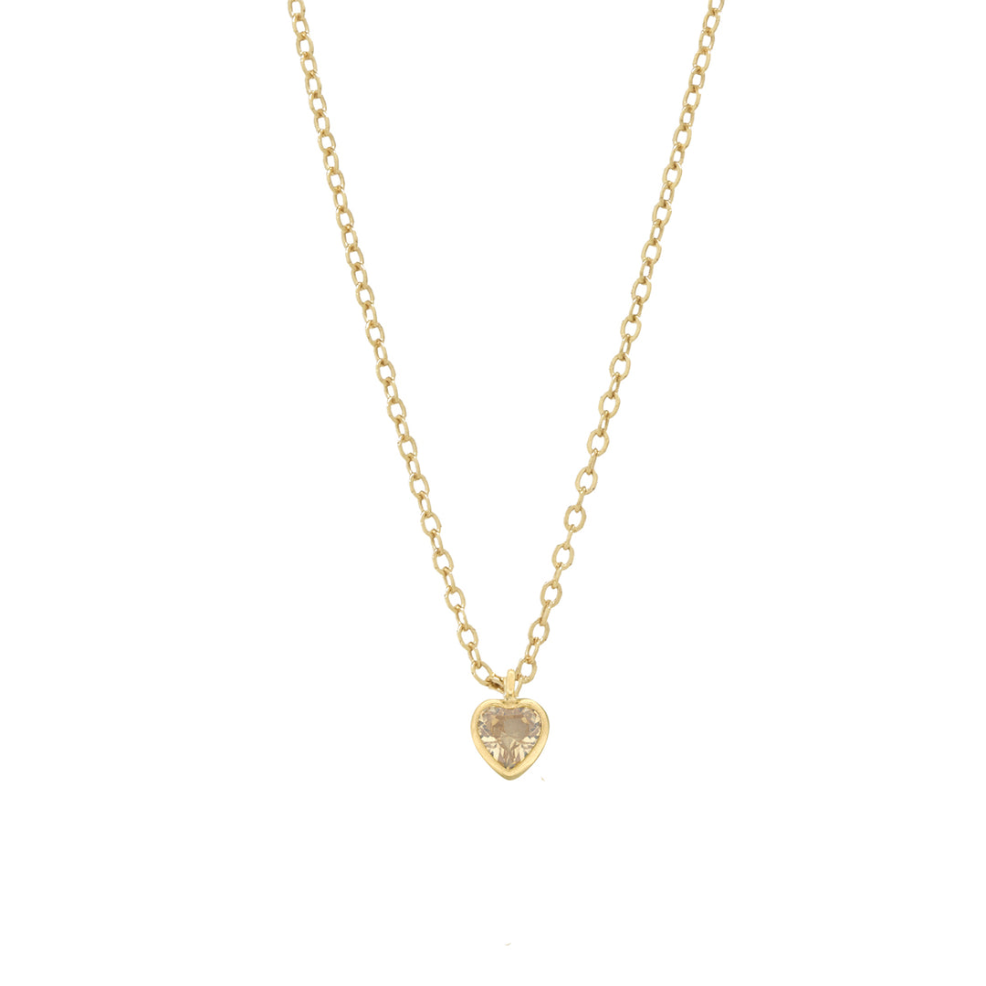 Tiny CZ Heart Birthstone Necklace - - - - Azil Boutique