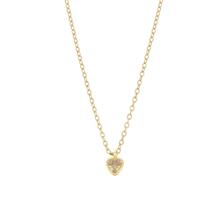 Tiny CZ Heart Birthstone Necklace - - - - Azil Boutique