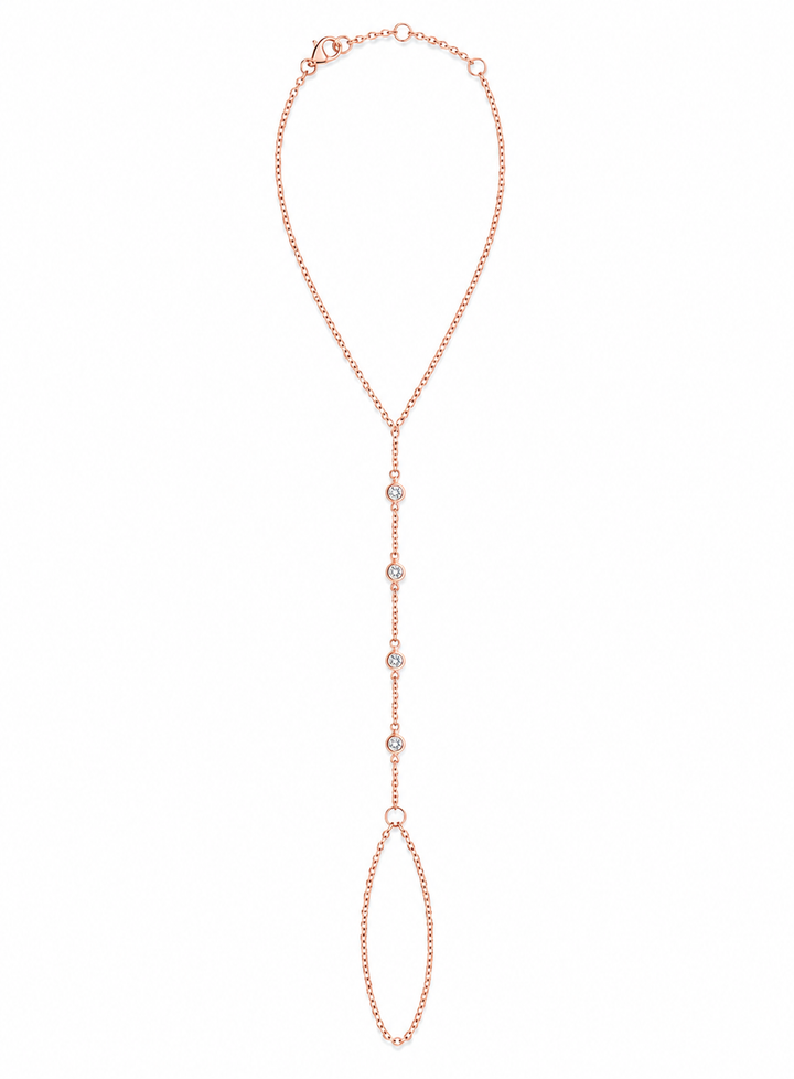 Multi-Tiny CZ Bezel Hand Chain Bracelet - Bracelets - Rose Gold - Rose Gold - Azil Boutique