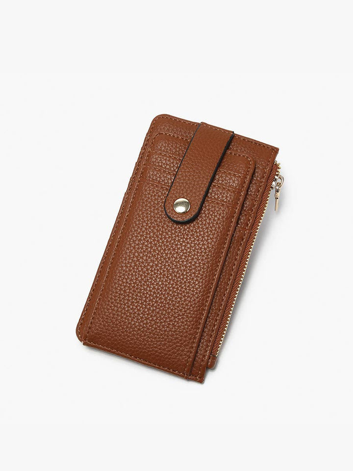 Mae Multi-Card Wallet w/ Strap Snap Closure | WL2541 - Wallets - Brown - Brown - Azil Boutique