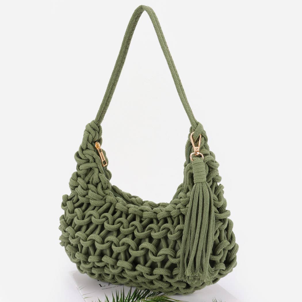 Cotton Braided Shoulder Bag - Handbags - - - Azil Boutique