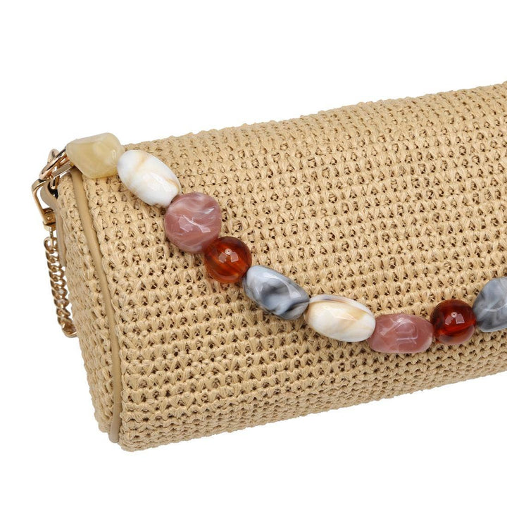 Rachel Beaded Handle Barrel Handbag