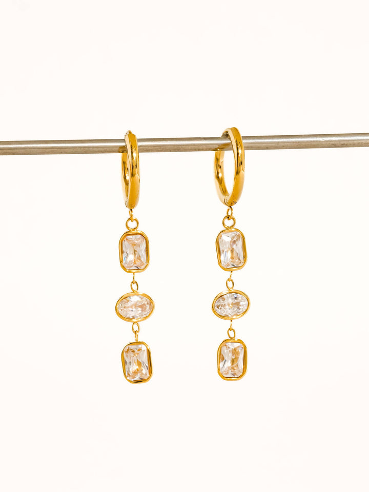 Multi-CZ Triple Drop Earrings - Earrings - - - Azil Boutique