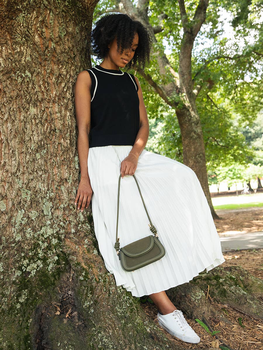 Marina Suede w/ Vegan Leather Trim Bag - Handbags - - - Azil Boutique