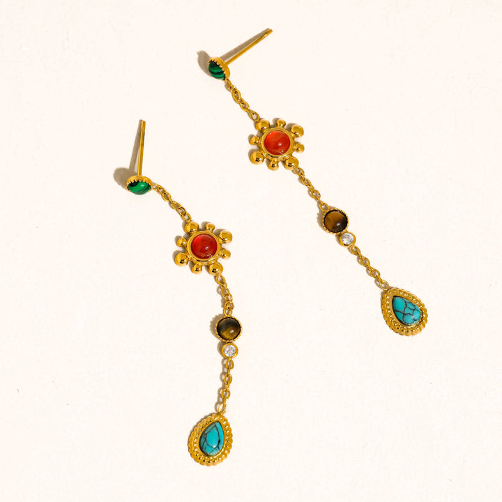 Bellevie Boho Gemstone Drop Earrings - Earrings - - - Azil Boutique