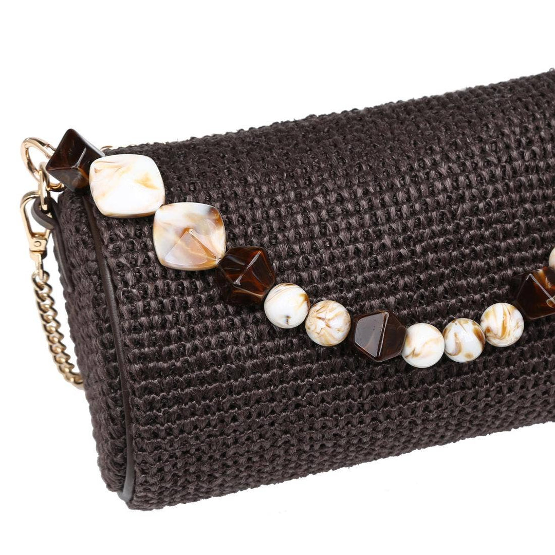 Rachel Beaded Handle Barrel Handbag