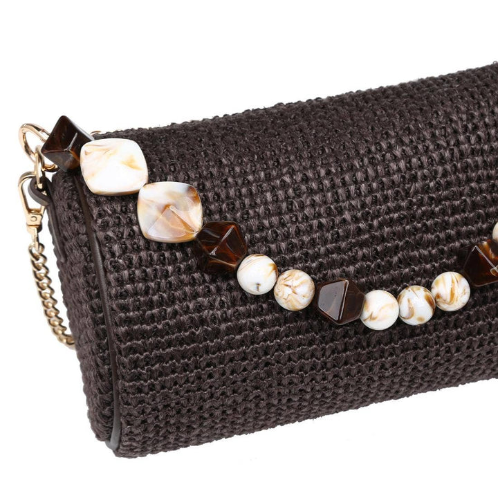 Rachel Beaded Handle Barrel Handbag