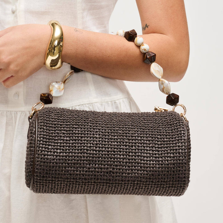 Rachel Beaded Handle Barrel Handbag
