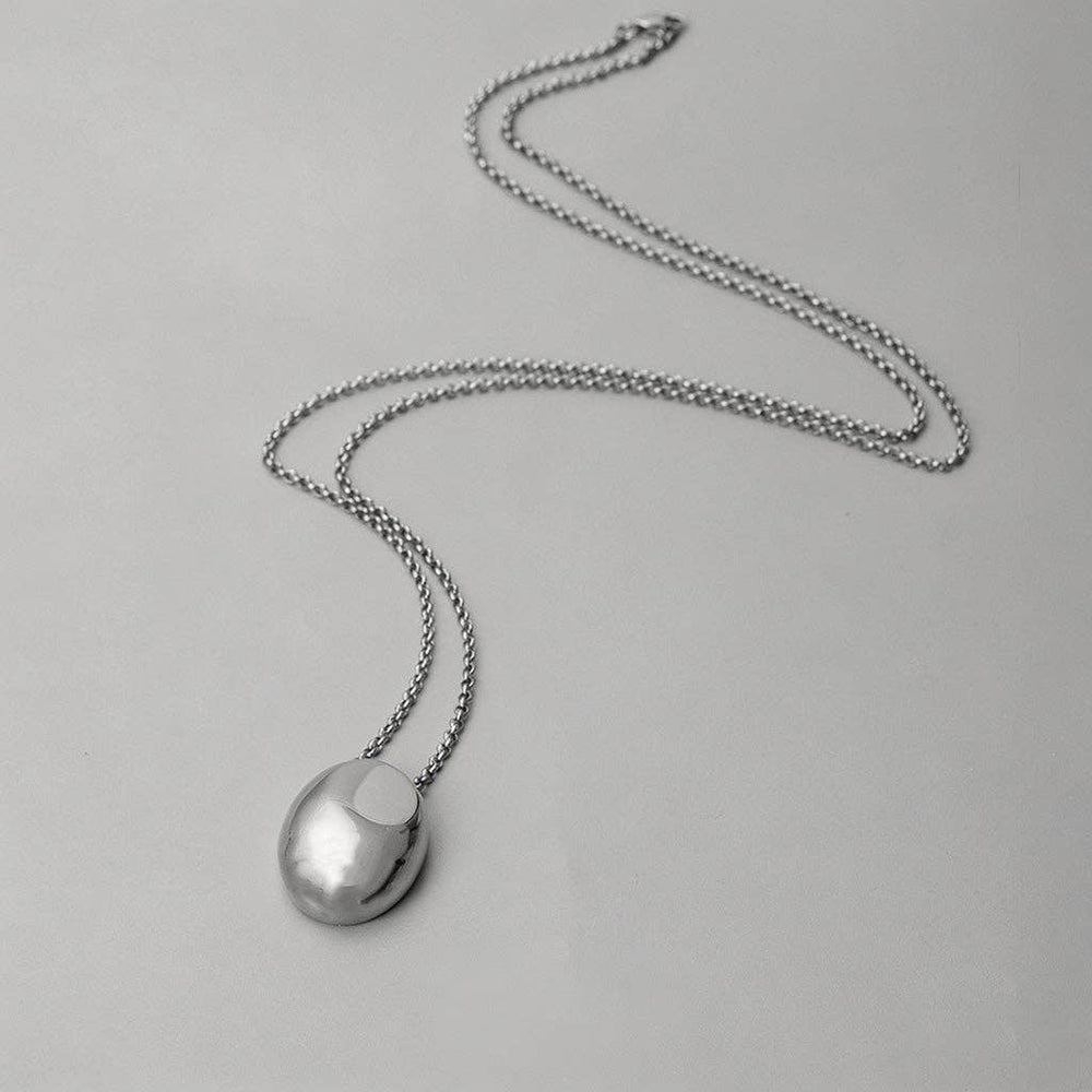 Egg Pendant Necklace - Necklaces - Silver - Silver - Azil Boutique