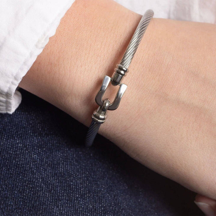18K Stainless Steel Buckle Clasp Bangle Bracelet - Bracelets - - - Azil Boutique