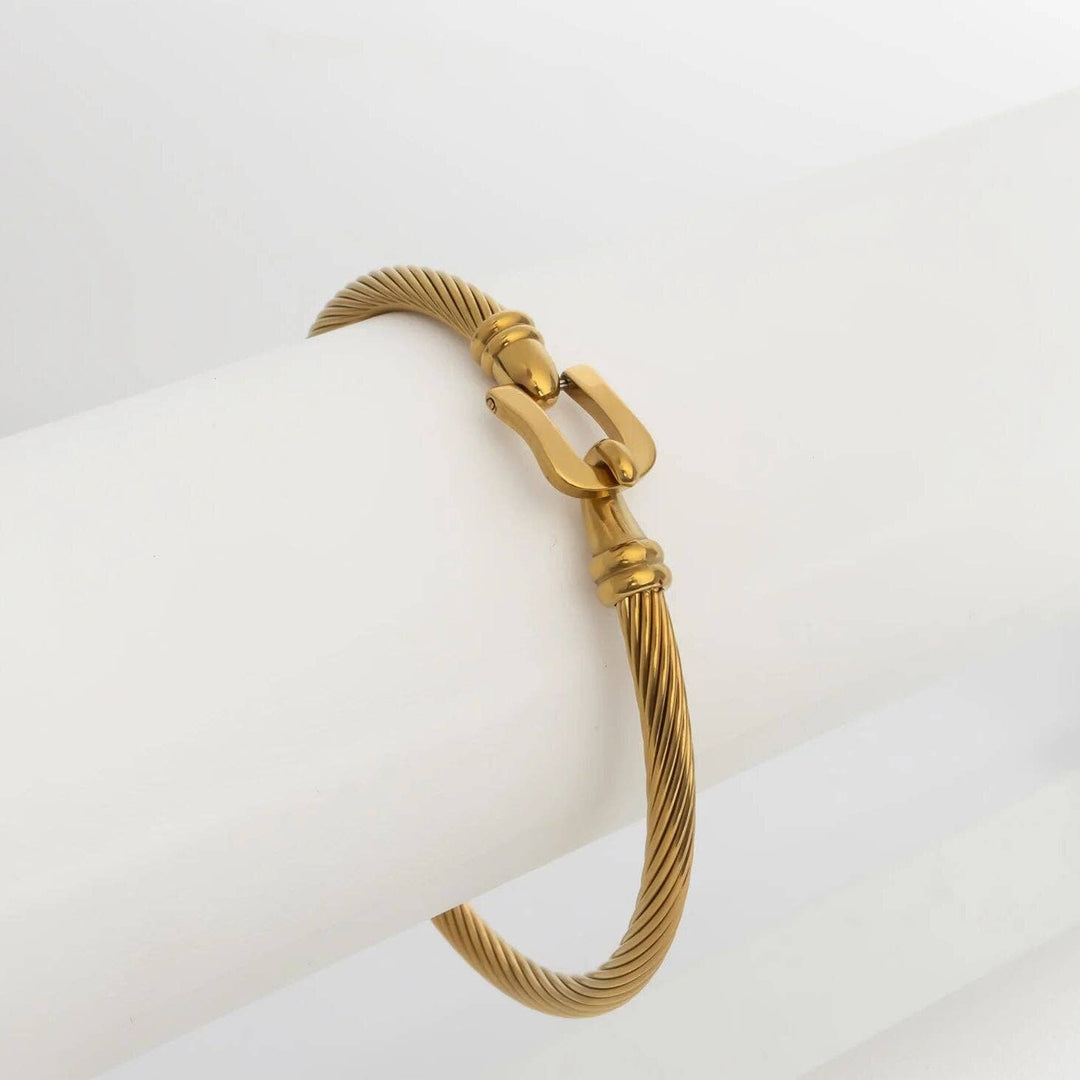 18K Stainless Steel Buckle Clasp Bangle Bracelet - Bracelets - - - Azil Boutique