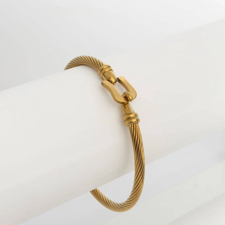 18K Stainless Steel Buckle Clasp Bangle Bracelet - Bracelets - - - Azil Boutique