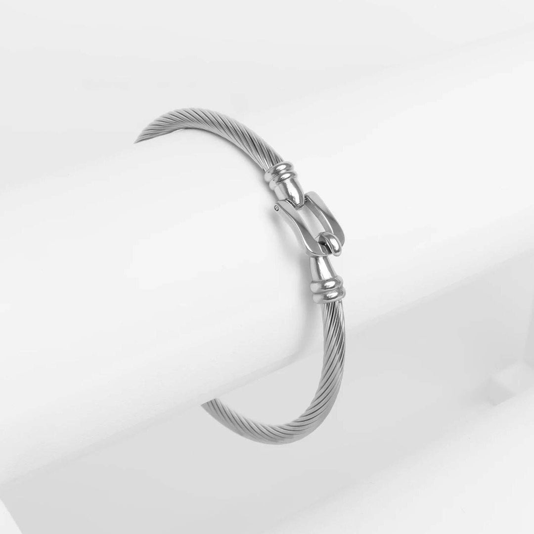 18K Stainless Steel Buckle Clasp Bangle Bracelet - Bracelets - - - Azil Boutique
