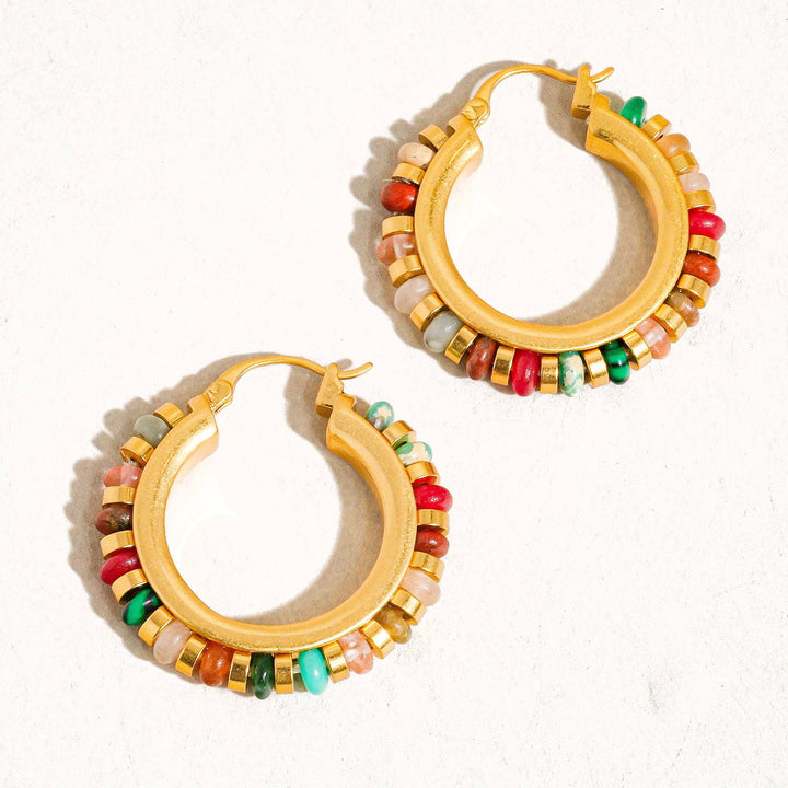 Capri Color Beaded Hoop Earring - Earrings - - - Azil Boutique