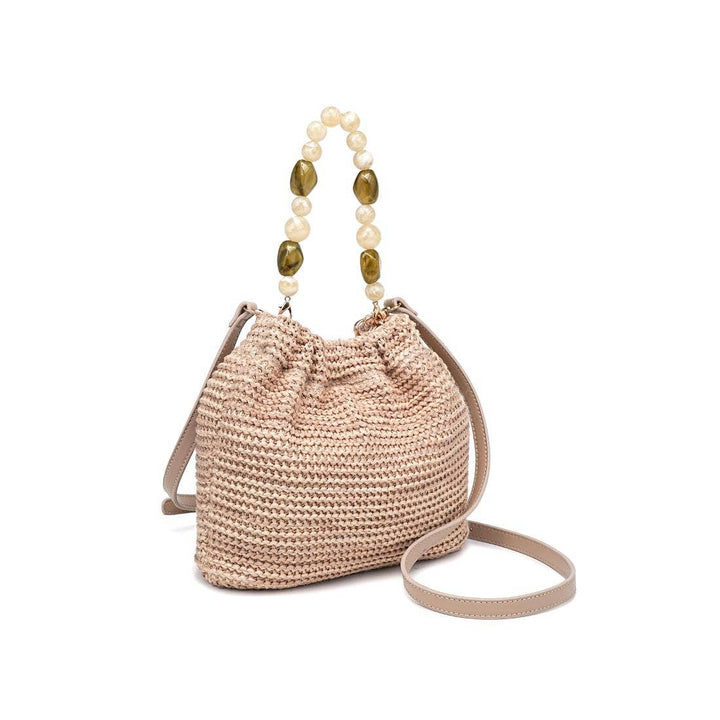 Emery Beaded Handle Straw Handbag
