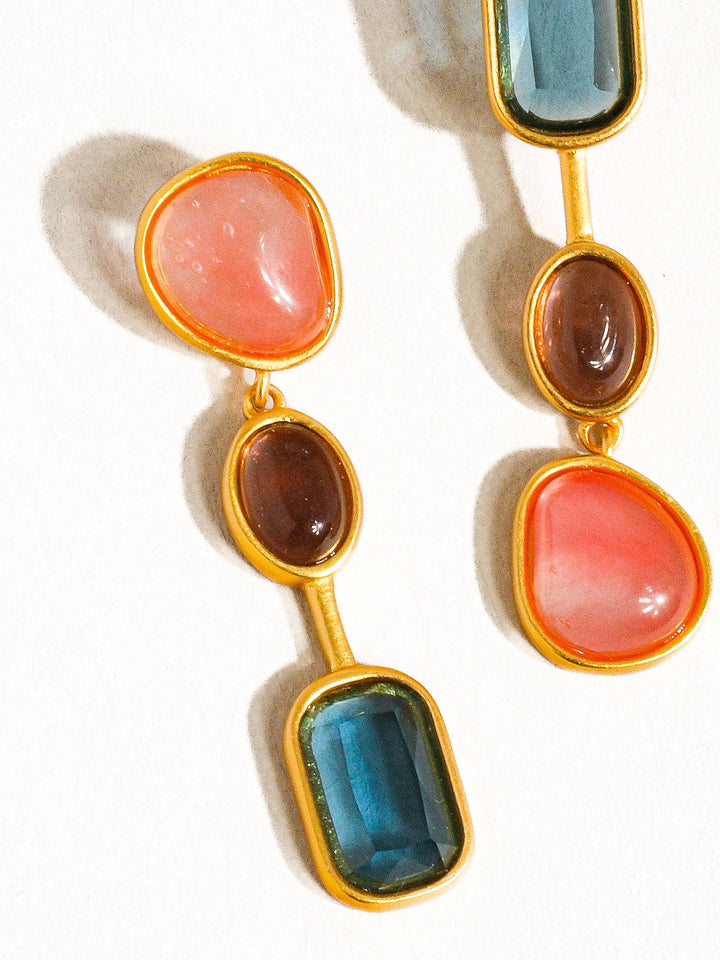 Delia 18K Gold Vintage Mismatch Drop Earring - Earrings - - - Azil Boutique