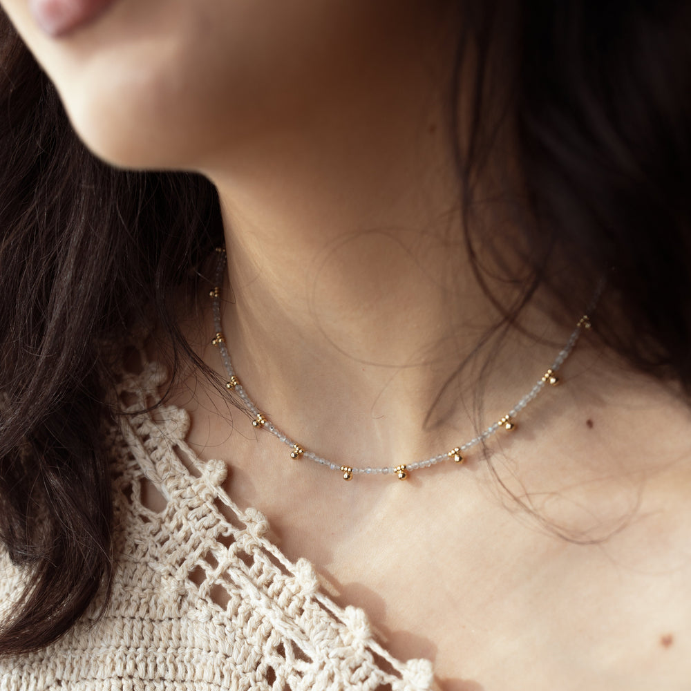 Moonstone & Beaded Nugget Necklace - Necklaces - - - Azil Boutique