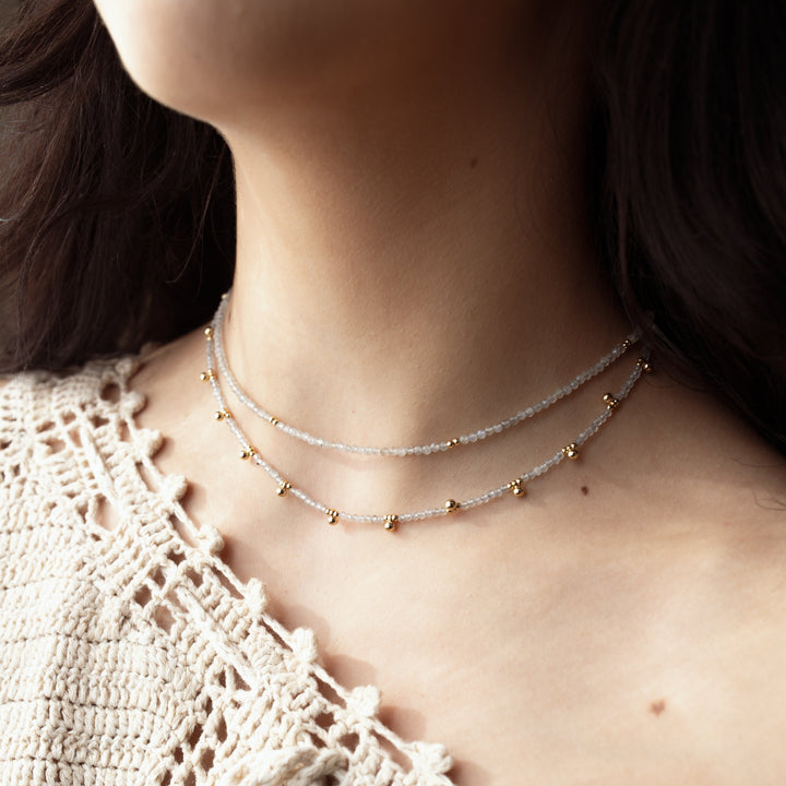 Moonstone & Beaded Nugget Necklace - Necklaces - - - Azil Boutique
