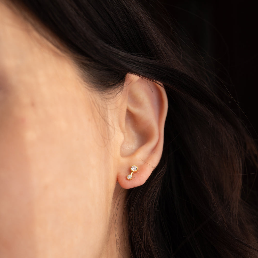 Double CZ Drop Studs - Earrings - - - Azil Boutique