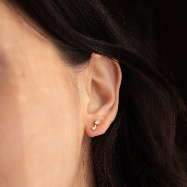 Double CZ Drop Studs - Earrings - - - Azil Boutique