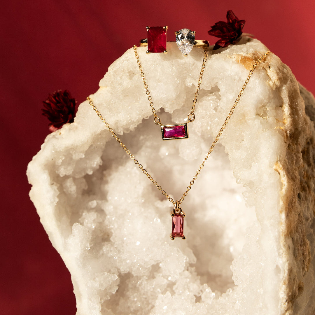 Tiny Emerald Rose Necklace - Necklaces - - - Azil Boutique