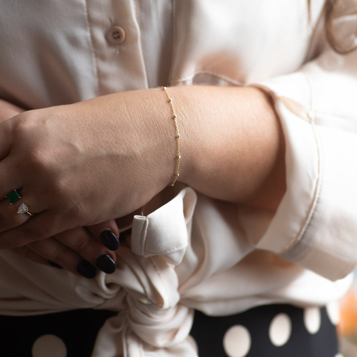 2 Tone Big Silver Ball Chain Bracelet - jewelry - - - Azil Boutique