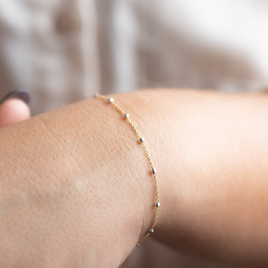2 Tone Big Silver Ball Chain Bracelet - jewelry - - - Azil Boutique