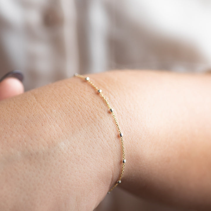 2 Tone Big Silver Ball Chain Bracelet - jewelry - - - Azil Boutique