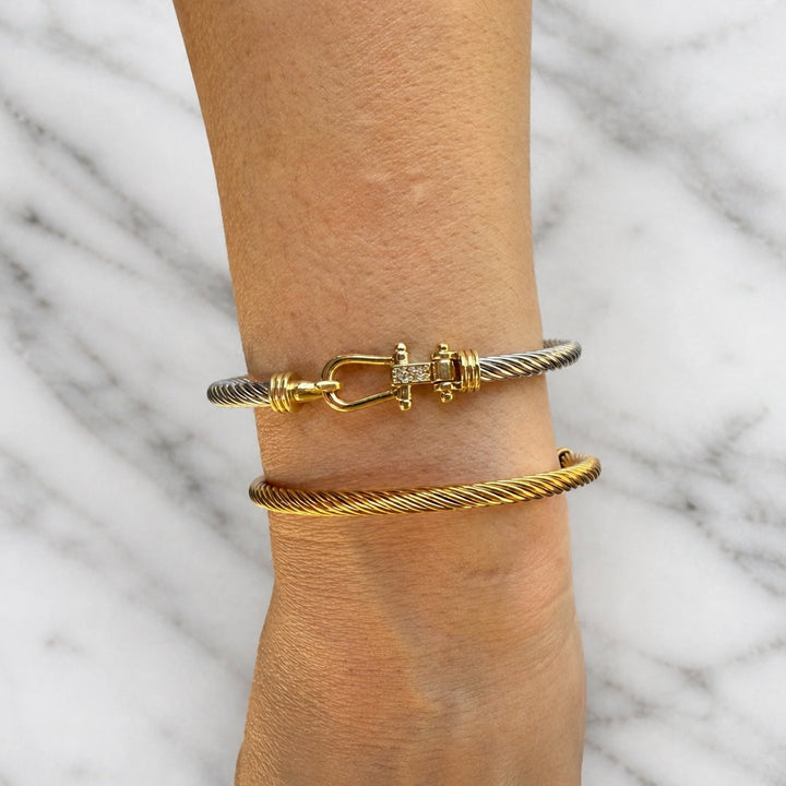 Twisted Cable Cuff Bracelet - Bracelets - - - Azil Boutique