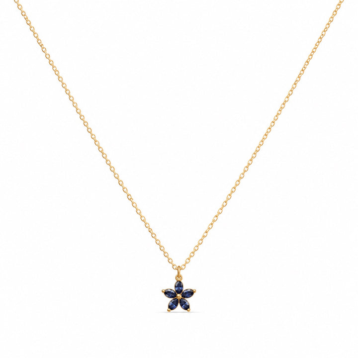 Blue CZ Flower Necklace - Necklaces - - - Azil Boutique