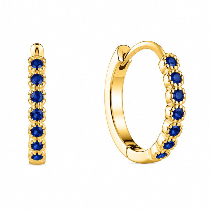 Bezel Blue CZ Huggies - Earrings - Gold - Gold - Azil Boutique