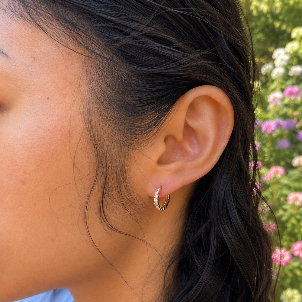Bezel CZ Huggies - Earrings - - - Azil Boutique