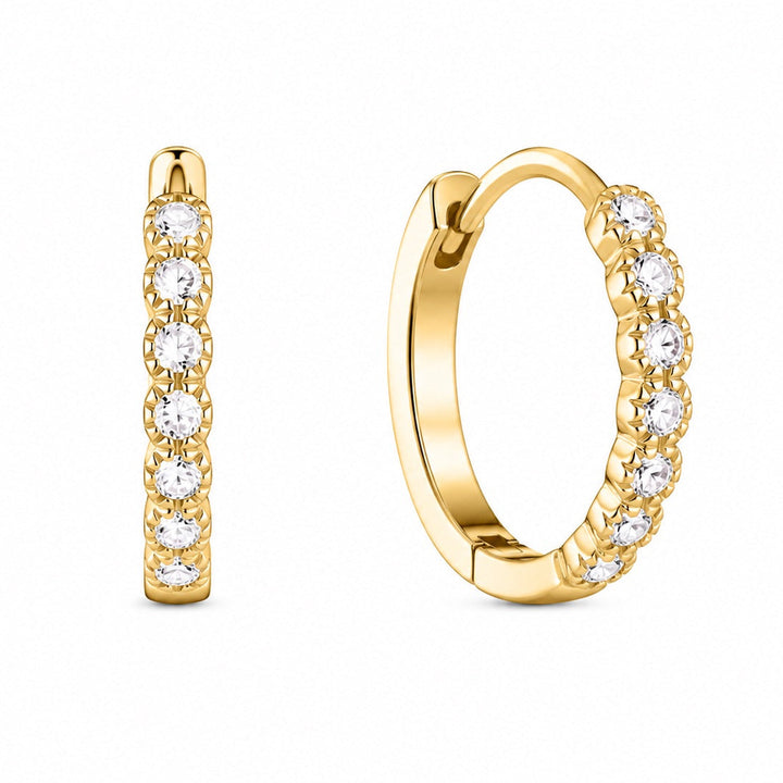 Bezel CZ Huggies - Earrings - Gold - Gold - Azil Boutique