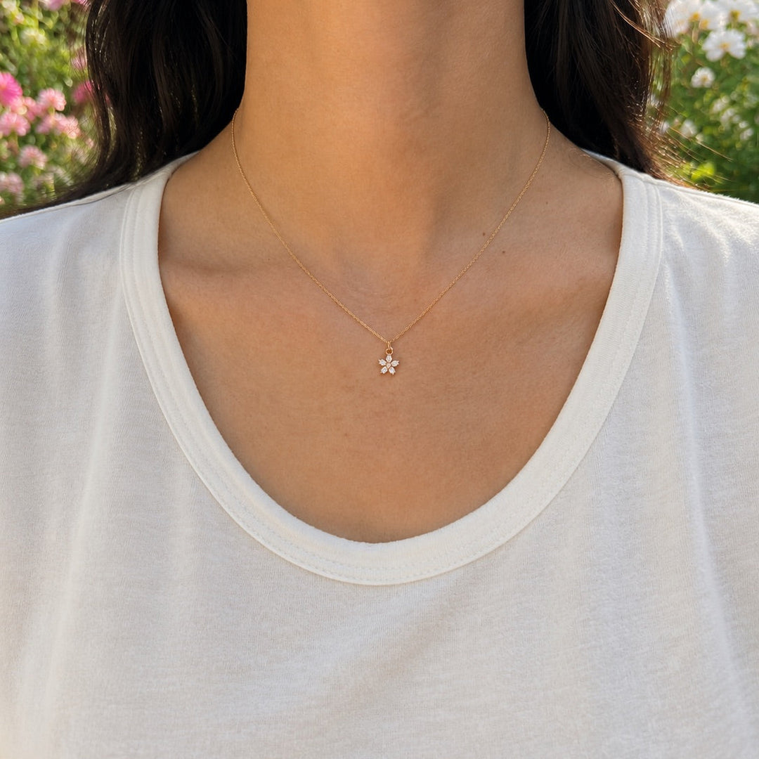 Clear CZ Flower Necklace - Necklaces - - - Azil Boutique