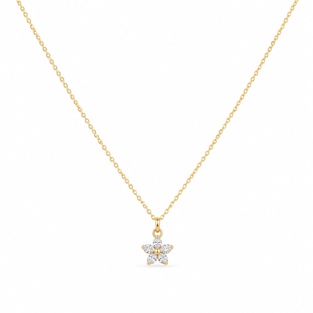 Clear CZ Flower Necklace - Necklaces - - - Azil Boutique