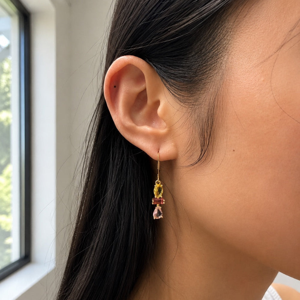 Colorful Totem Leverback Earrings - Earrings - - - Azil Boutique