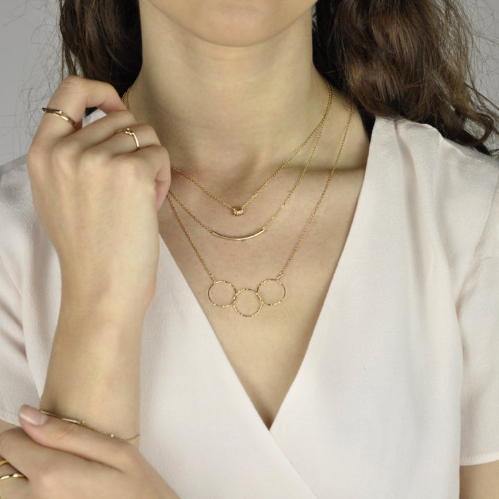 Triple Diamond Cut Circles Necklace - Necklaces -  -  - Azil Boutique