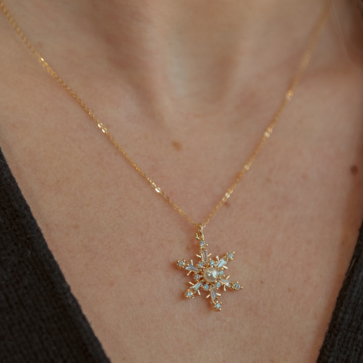 CZ Snowflake Necklace - Necklaces -  -  - Azil Boutique