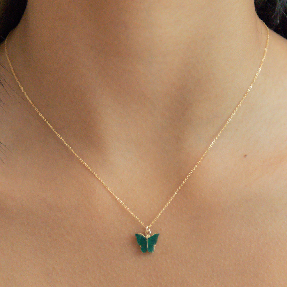 Dark Green Butterfly Necklace - Necklaces -  -  - Azil Boutique