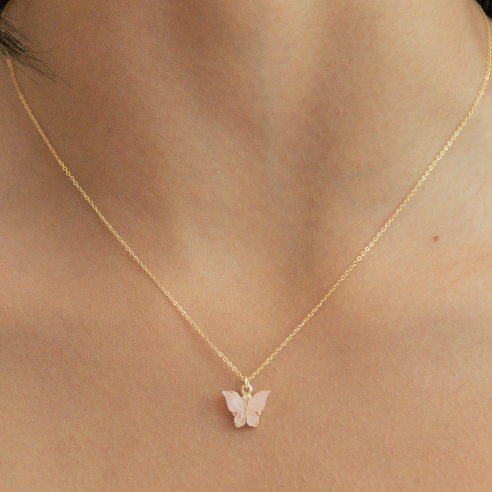 Pink Butterfly Necklace - Necklaces -  -  - Azil Boutique