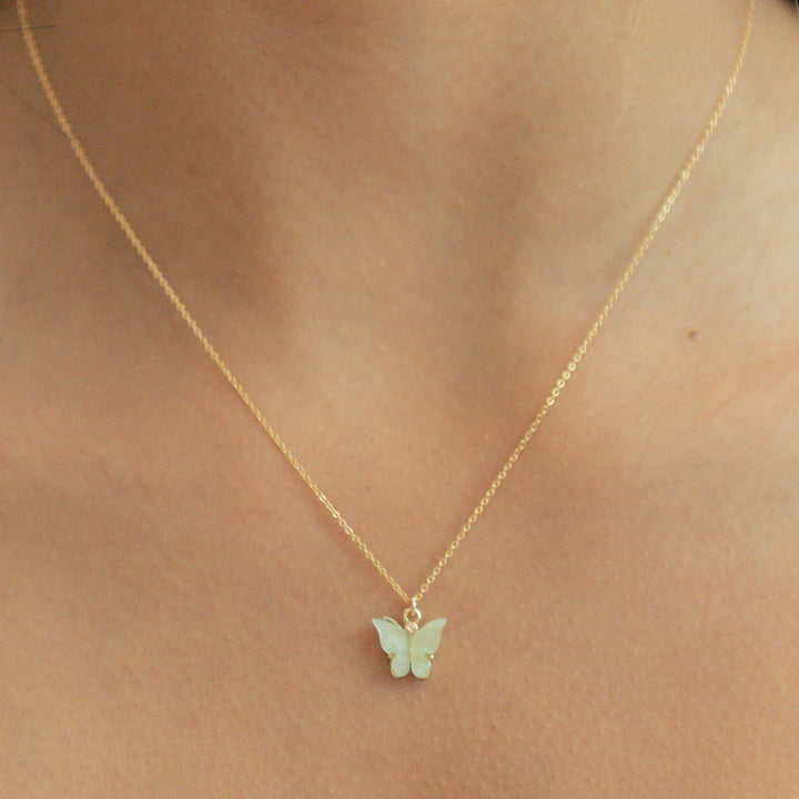 Light Green Butterfly Necklace - Necklaces -  -  - Azil Boutique