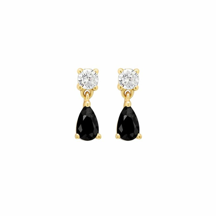 Black CZ Dangle Teardrop Studs